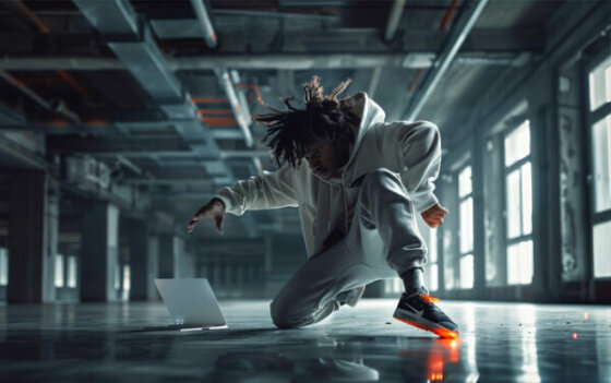 танцоры смотрят в планшет статистику